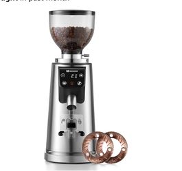 MOKKOM Professional 64mm Plated Flat Burr Coffee Grinder With 100 Grind Settings