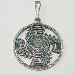 950 SILVER  MAYAN DISC PENDANT 