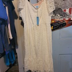 Sz 3x Draper James Deana Smocked Dress in magnolia white lace.