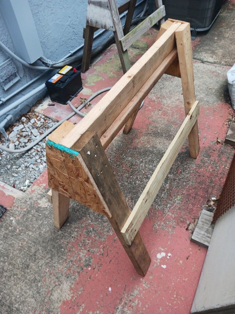 Wooden Sawhorses - Heavy Duty 