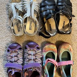 Price for all, size 13-1 girls sandals water shoes silver Michael Kors Bata 