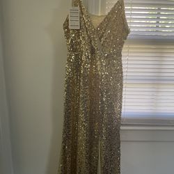 Gold Sequins Night Dress Size 10