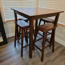 Square Tall Table With 4 Stools