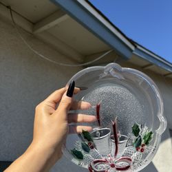 Christmas Glasss Plate 