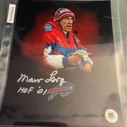 Marv Levy Autographed Buffalo Bills 8-10 Photo 