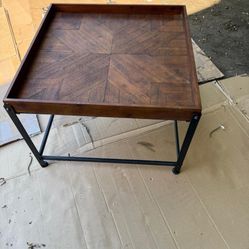 Kate and Laurel Marsh Wood and Metal Coffee Table - 27x27x18