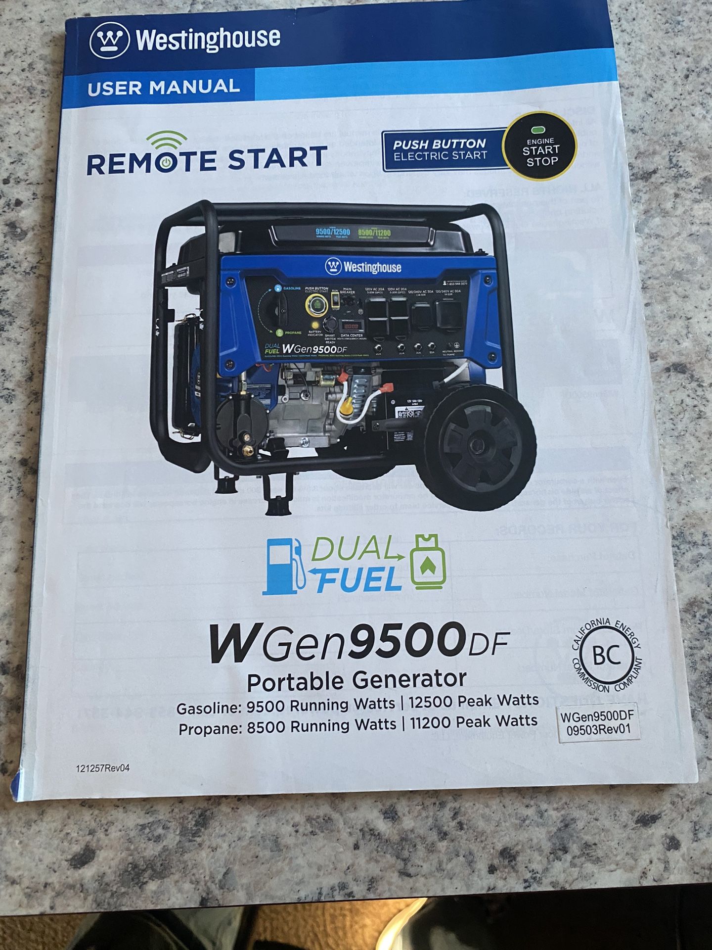 Westinghouse Remote Start Dual Fuel Portable Generator