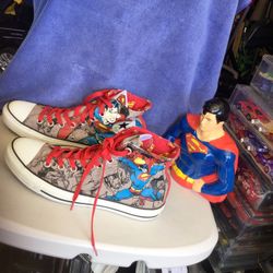 Marvell Super Man Converse All Star Shoes Size Men 8 Or Women 10