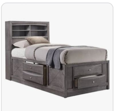 Twin Bed from City Furniture With 4 Drawers And Storage Headboard