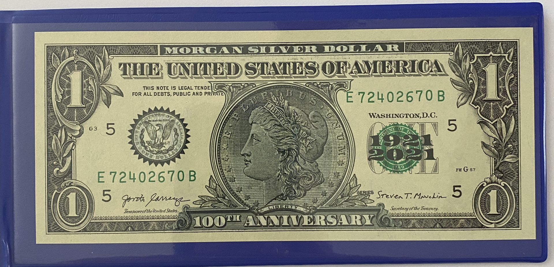 100th Anniversary Morgan Silver Dollar Commemorative Note