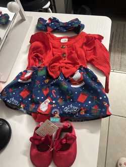 Christmas Outfit With Shoes For Baby Girl Three Months