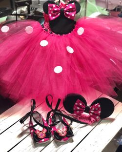 Minnie Mouse outfit,Ears Minnie Mouse,First year outfit