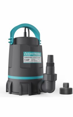 AQUASTRONG 1 HP Sump Pump 4500 GPH Submersible Water Pump for Water Removal Thermoplastic Utility Pump High Flow Water Removal for Swimming Pool Garde
