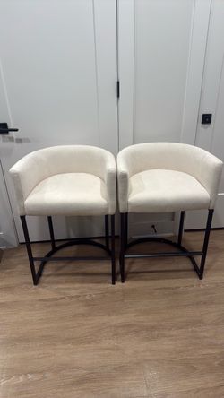 Chenille Counter Height Bar Stools Set of 2, 26"