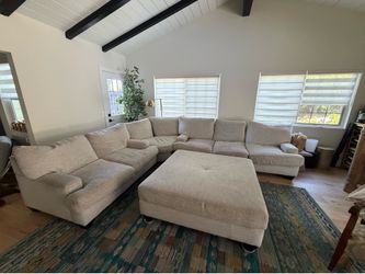 Large  Sectional L-Shaped Couch w/ Ottoman. Cloud Couch Vibes for Less!