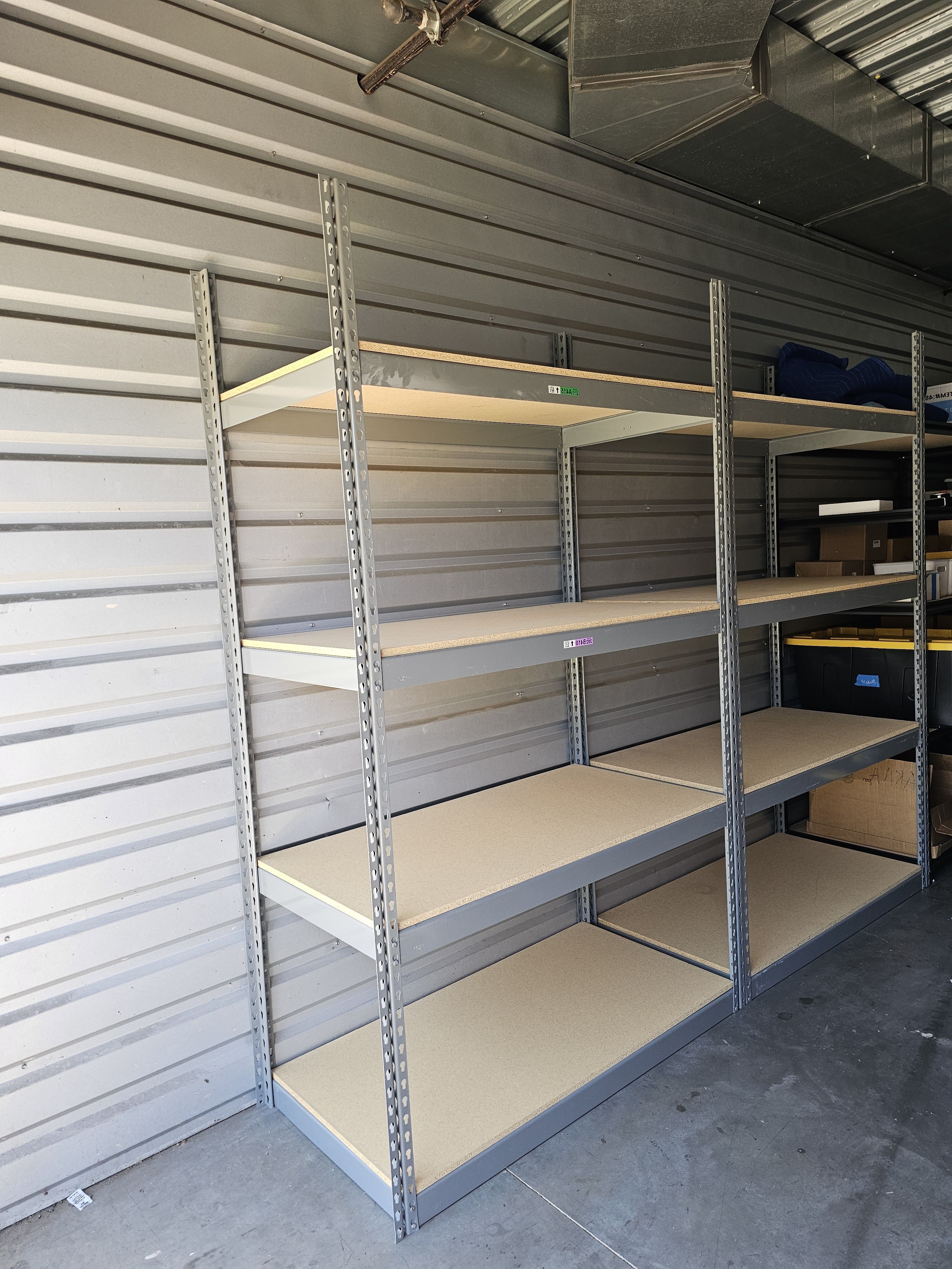 4 Tier Shelving 48 in W x 24 in D American Made Used Heavy Duty Steel Boltless Storage Rack Delivery Available