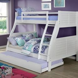 Brand New White Twin Over Full Bunk Bed/ Trundle Sold Seprately 