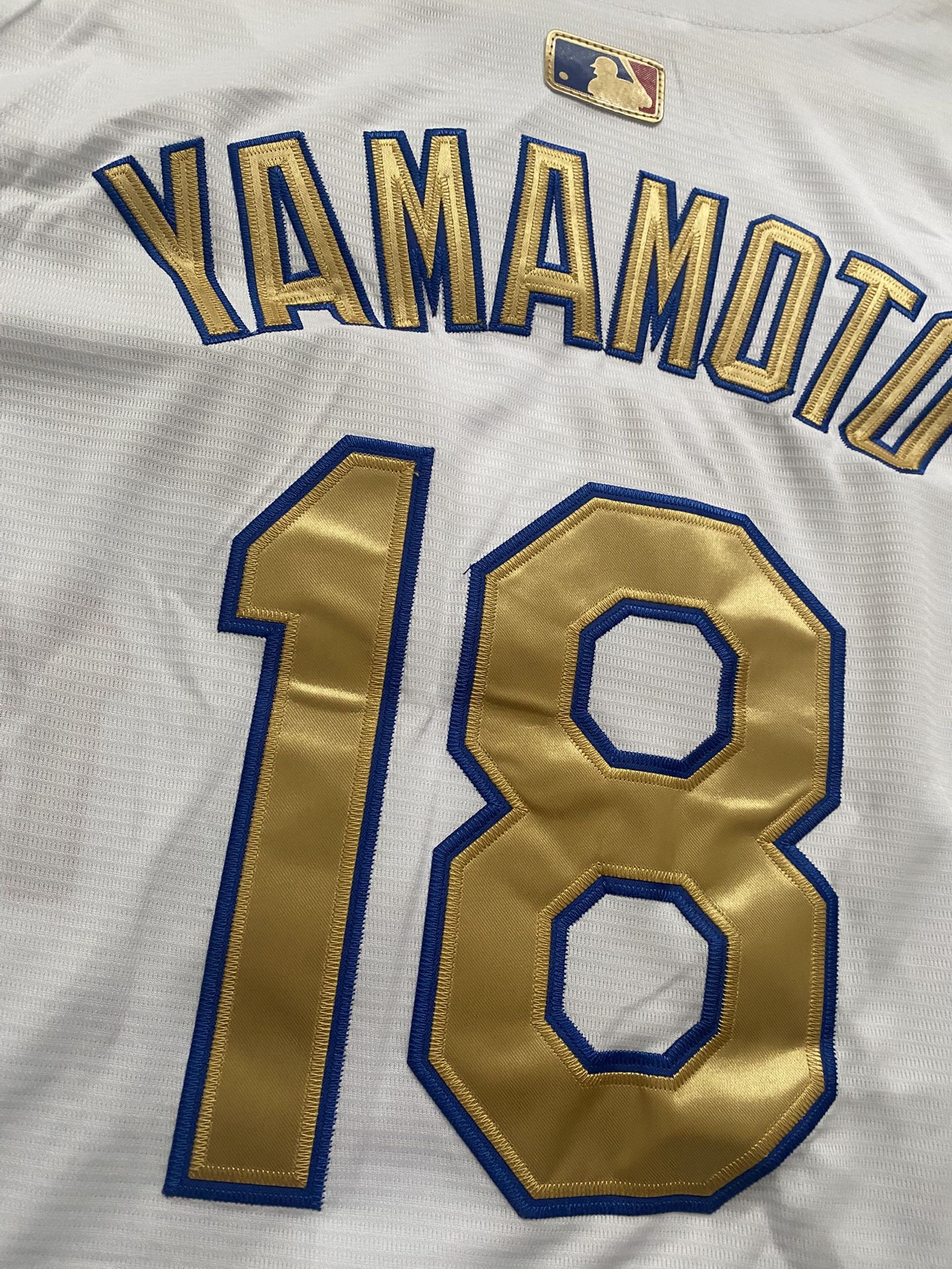 White Gold Stitched Los Angeles Dodgers Yoshinobu Yamamoto Championship Jersey