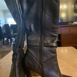 Seducta Black Leather Platform Boots