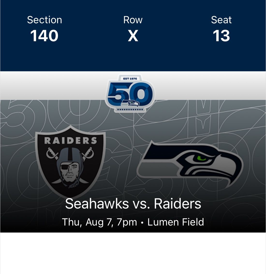 Seahawks Single Seat Pre And Regular Season