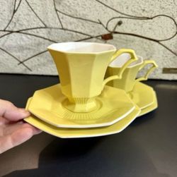 Yellow Art Deco Tea Cup and Saucer Set