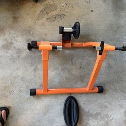 Bike Trainer Orange Exercise Stand Indoor Gym Set Heavy Duty Stable Wheel Riser.  
