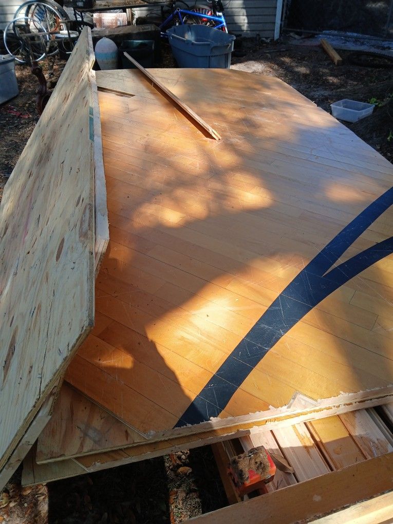 Baseketball Court. 3 Sheets Ply Wood And 75 Toung And Grove Pices