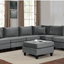 Brand New Contemporary Grey Sectional Sofa (Ottoman Sold Separately)