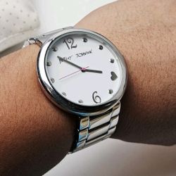 Betsey Johnson 41" Silver Tone Stainles S.  White Dial Women's Watch BJ00016-04