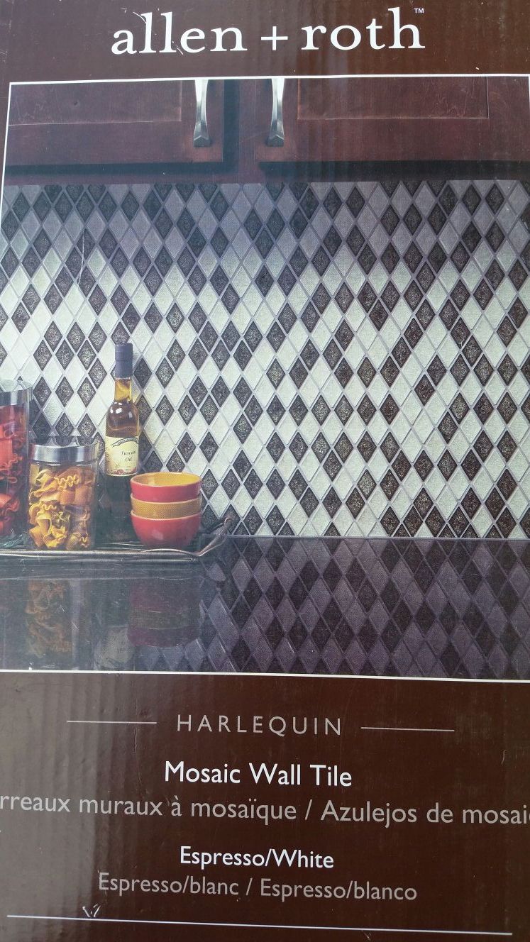 Allen + Roth Harlequin Argyle Diamond Mosaic Wall Tile Espresso White