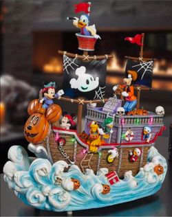 Disney Mickey Mouse Halloween Pirate Ship Figurine