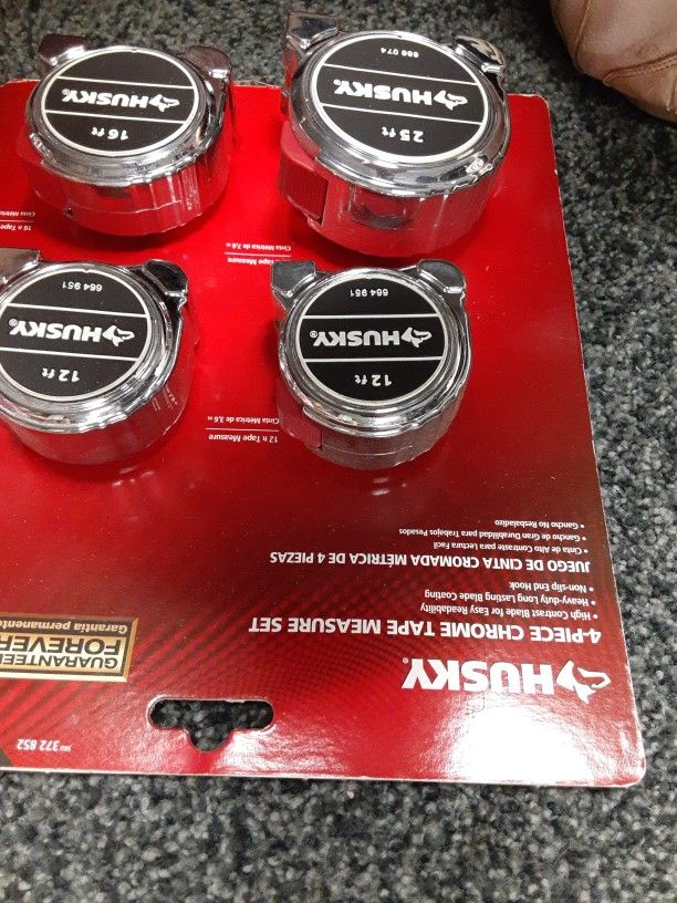 HUSKY 4-PIECE CHROME TAPE MEASURE SET