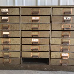 Vintage 24 Drawer Horizontal Metal Shop Cabinet