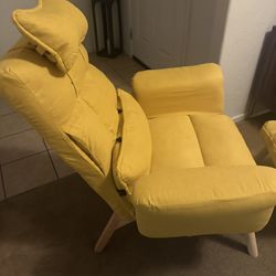 New Modern Minimalist Tech Fabric Solid Wood Square Reclining Accent Chair With Backrest & Armrest For Living Room