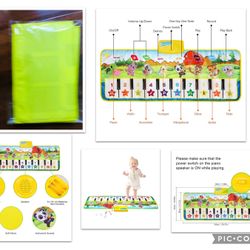 New M SANMERSEN Kids Piano Mat, 39.5" X 14" Musical Mat Keyboard Music Mat with 8 Instrument Sounds Touch Play Dancing Mat(cash & pick Up Only)