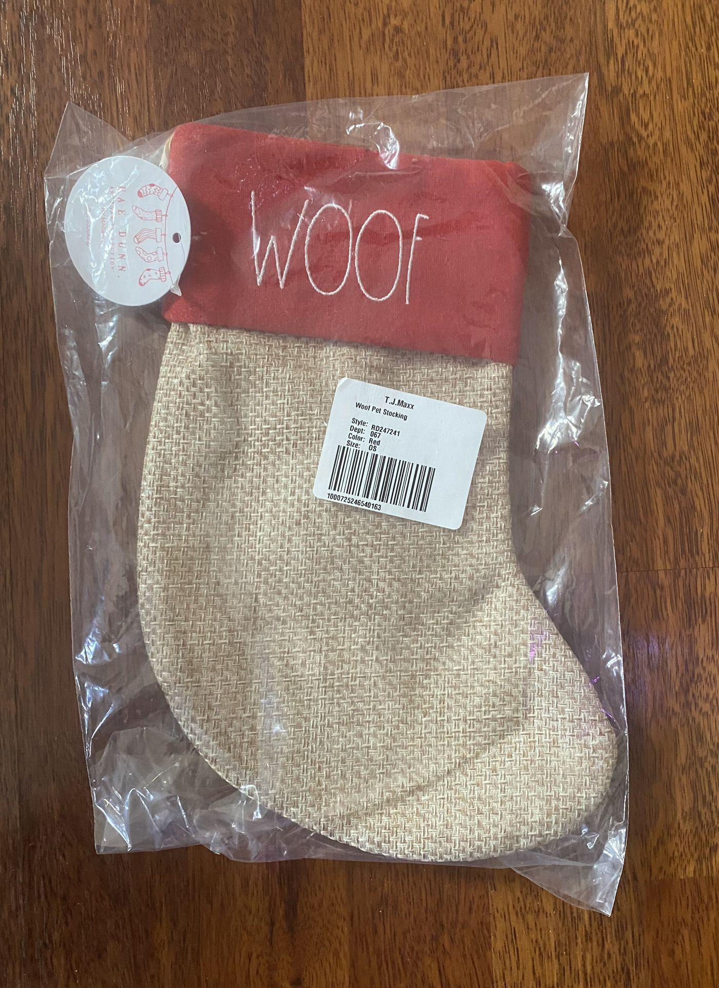 New Rae Dunn Woof Pet Holiday Stocking 11 1/2” H x 8” W