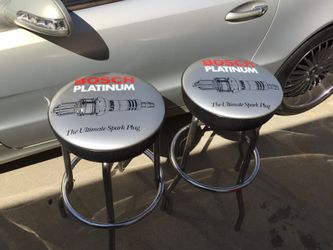 2 Bar Stools Bosch platinum spark plug advertising excellent conditions and perfect for man cave, car guys or car lovers