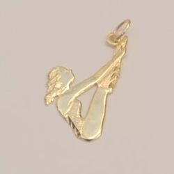 14K Yellow Gold Ballerina Dancer Gymnast Girl Charm Pendant