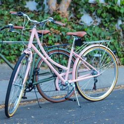 RetroSpec Beaumont City Bike - Step Through 7 Speed - Blush Pink