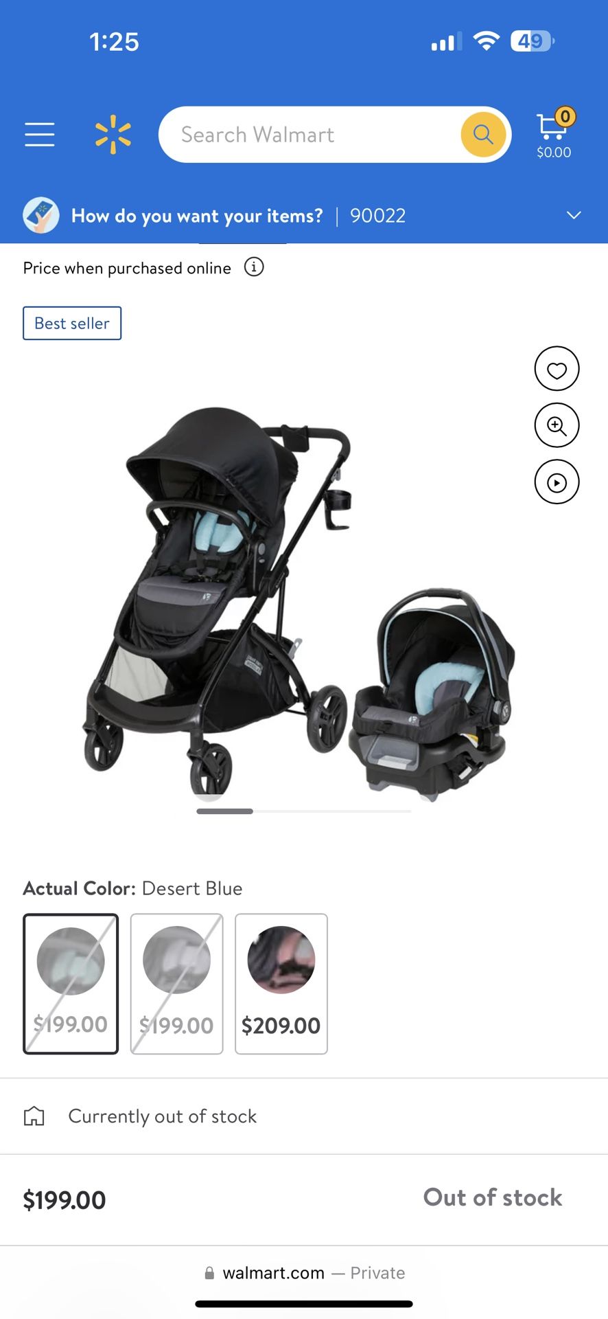 Baby Trend Sonar™ Switch 6-in-1 Modular Travel System Stroller, Desert Blue