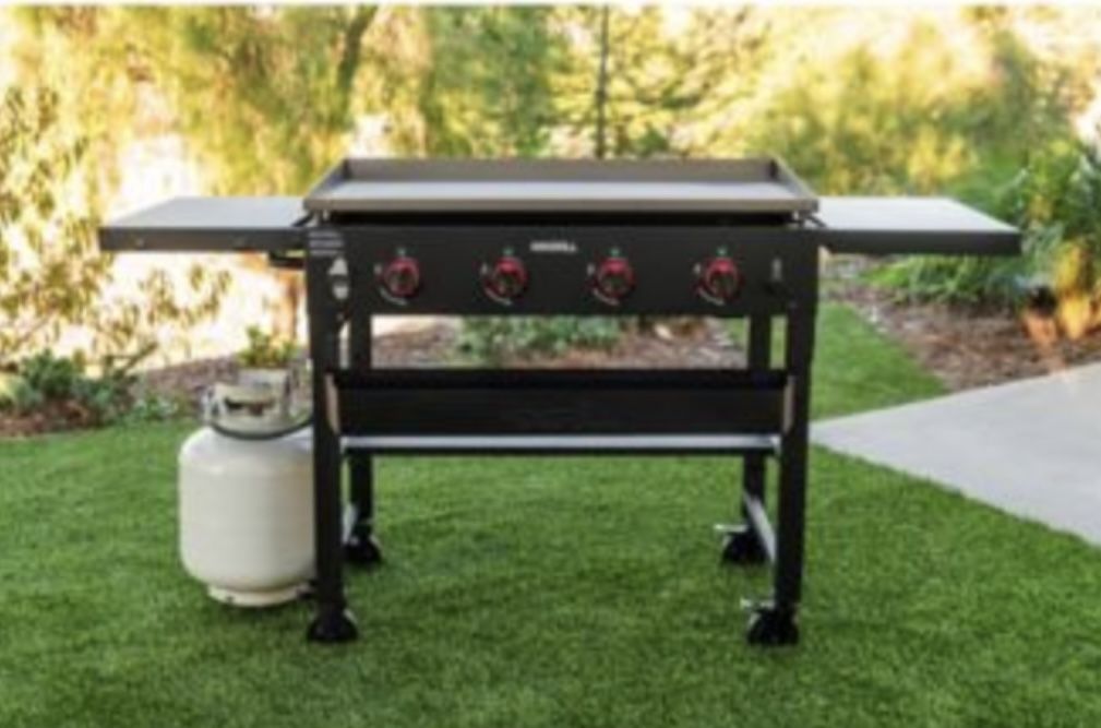 Nexgrill 36” 4 Burner Gas Griddle Top Grill with Grill Cover, Condiment Rack, and Bottle Opener