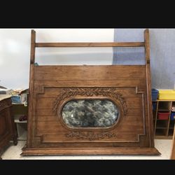 Gorgeous rare Antique solid wood king size bed head and foot boards with side panels