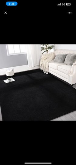 Gifeas Large Ultra Soft Modern Area Rugs for Living Room Bedroom, 4x6 Feet Black Thickened Memory Foam Indoor Solid Minimalist Carpets, Non-Slip Comfy
