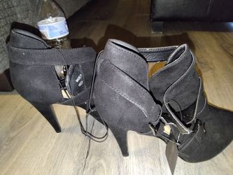Black Suede Stiletto Ankle Booties size 10