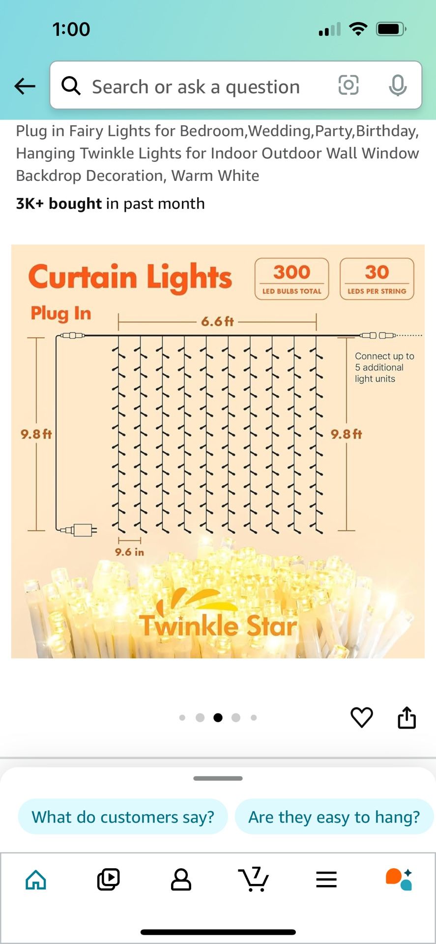 Twinkle Star 300 LED Curtain String Lights