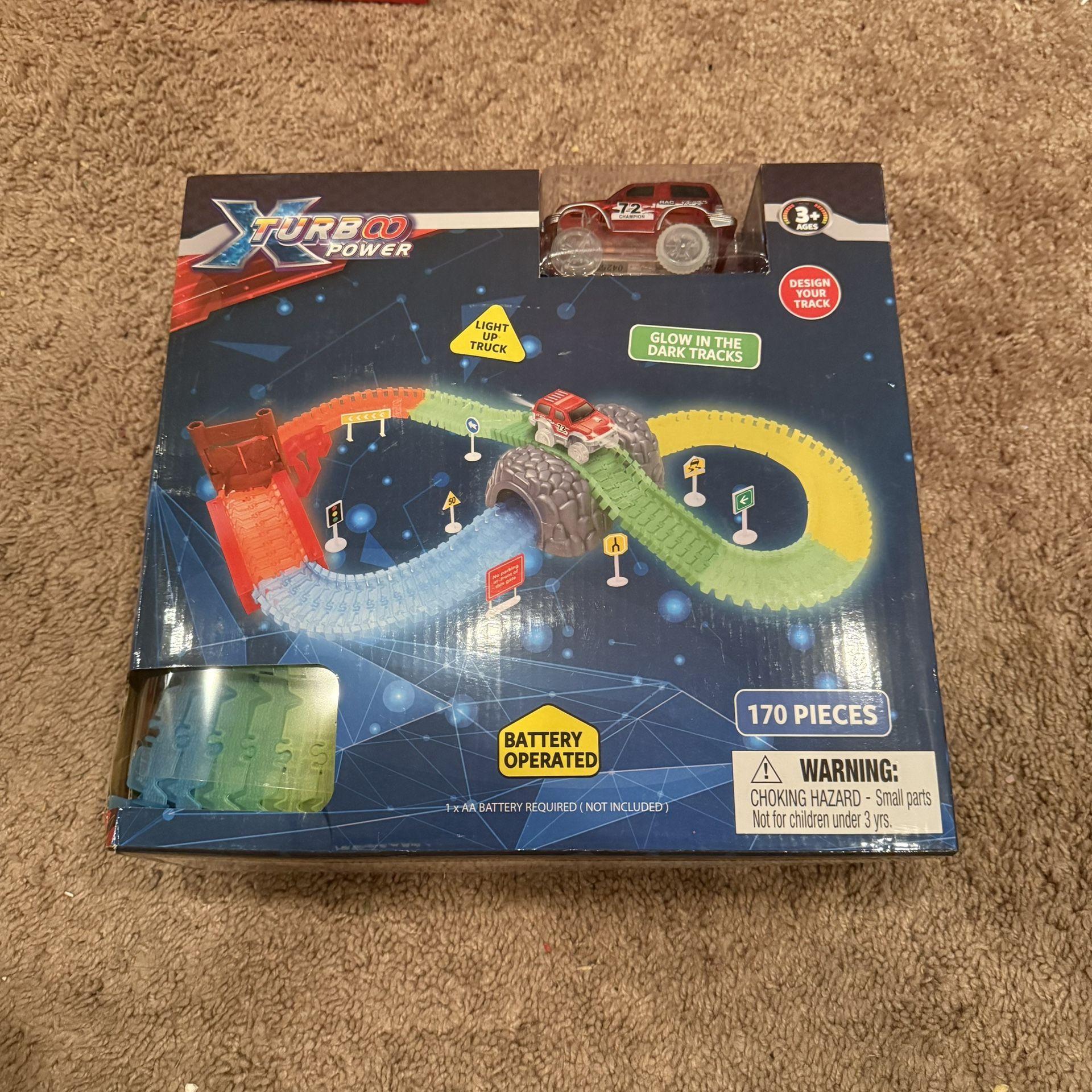 🏎️ Turbo Power Glow-in-the-Dark Track Set • 170 Pieces