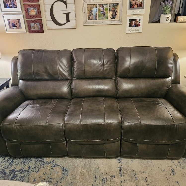 Genuine Leather Reclining Couch And Chair 