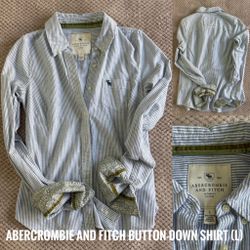 Abercrombie and Fitch Cotton Striped Button-Down Shirt (L)