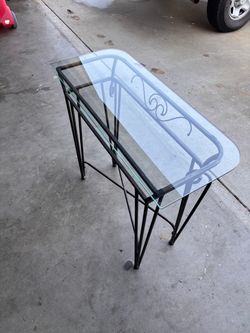 Glass Top Wrought Iron Console Table
