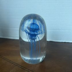 Jellyfish Glass Paperweight Signed Jacob Hawaii 